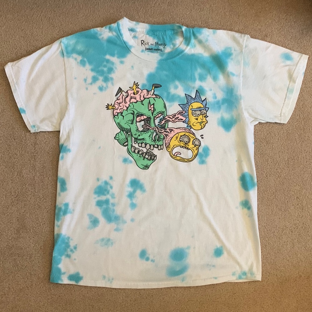 White & Blue Tye-Dye Rick & Morty Short-Tee